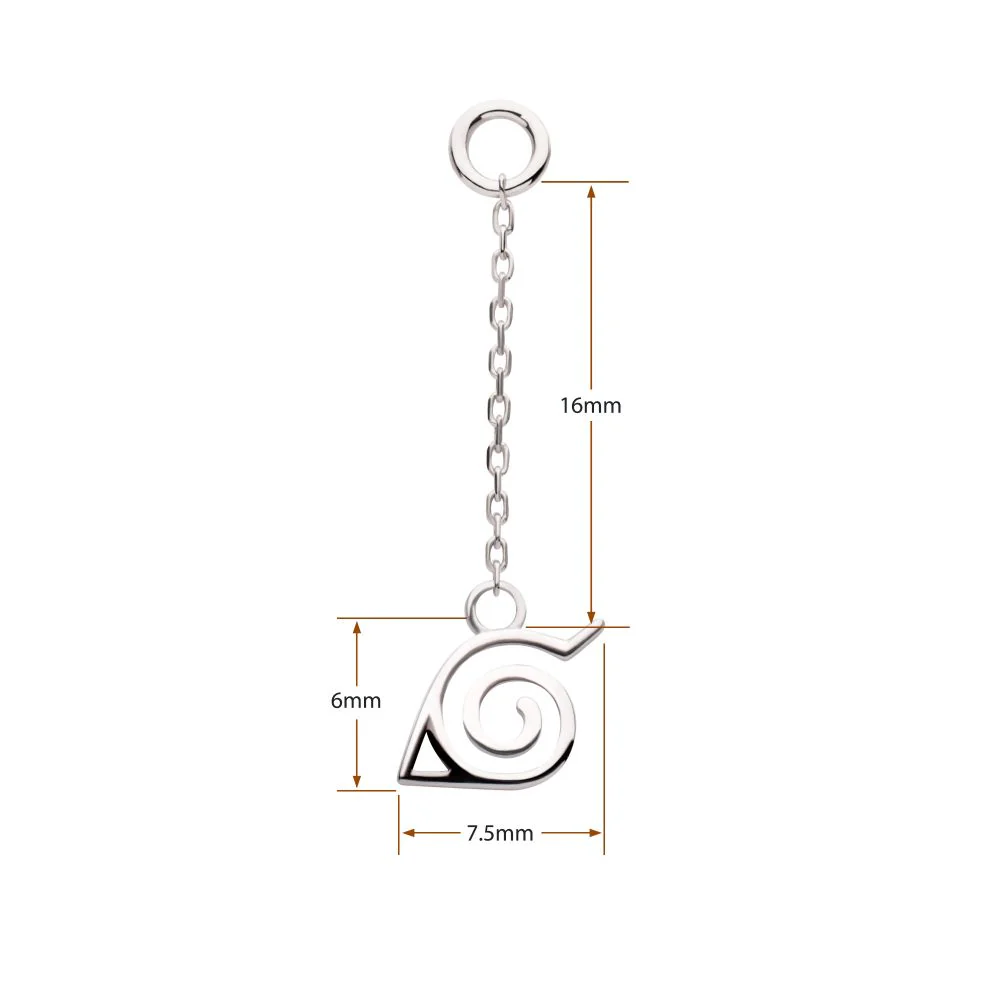 14Kt White Gold Naruto Shippuden Hidden Leaf Village Logo Dangle Charm - Image 4