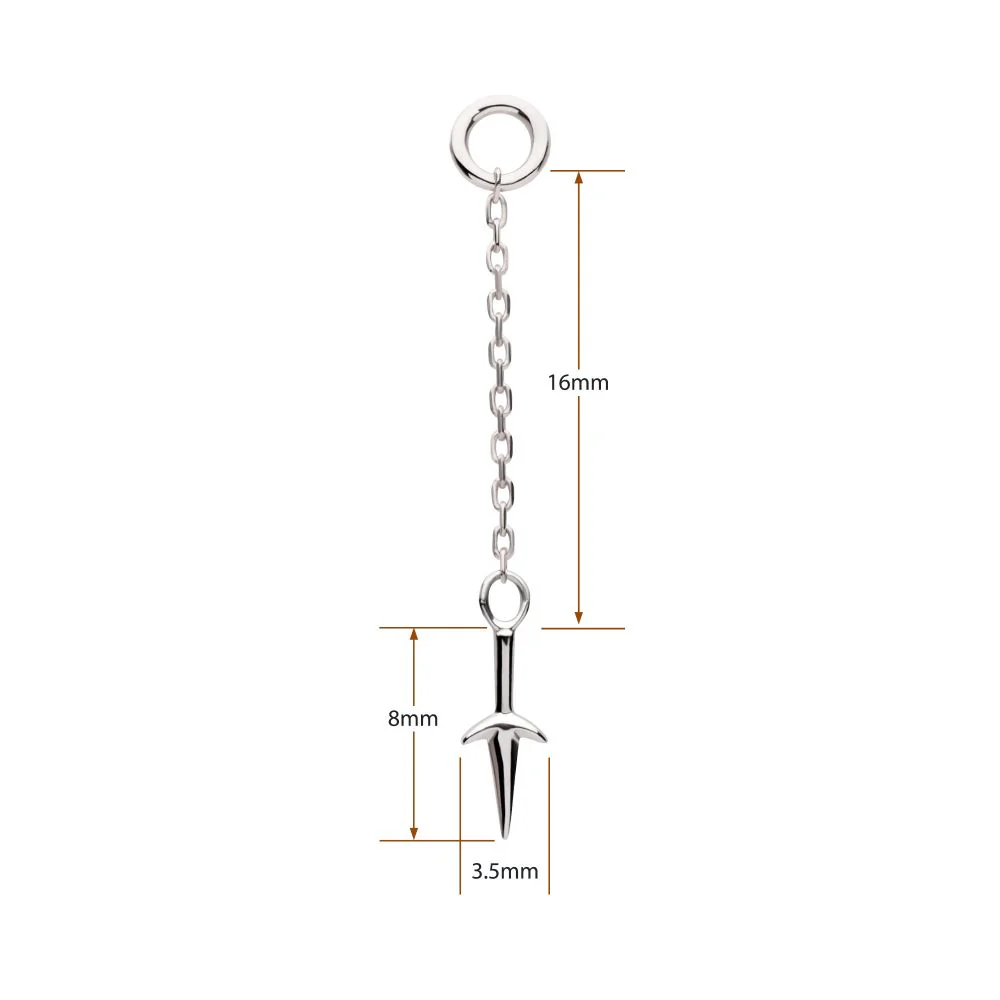14Kt White Gold Naruto Shippuden Kunai Knife Dangle Charm - Image 4