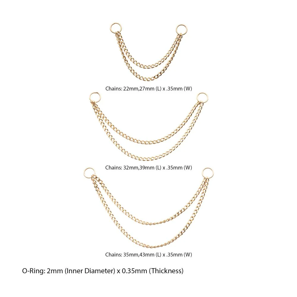 14Kt Yellow Gold 2 Tier Curb Chain with Ring - Image 3
