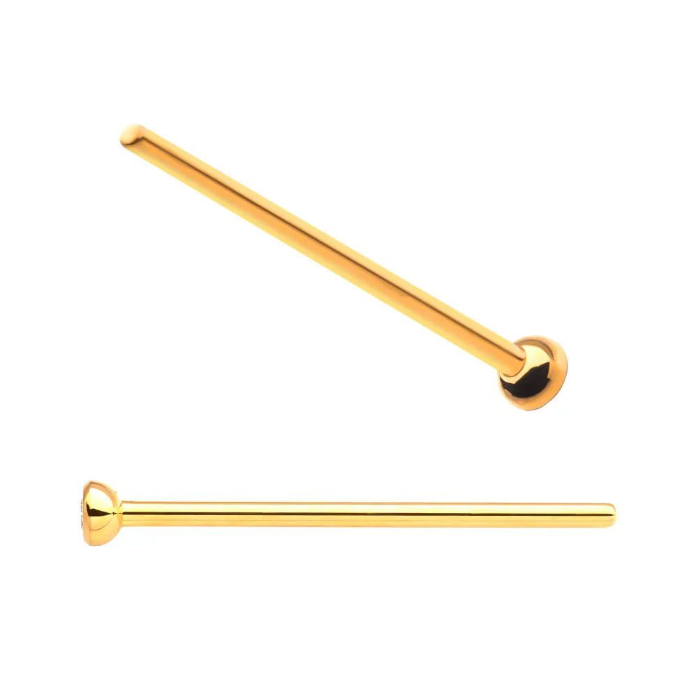 24Kt Gold PVD Titanium Bezel Set Synthetic Opal Nose Pin - Image 3