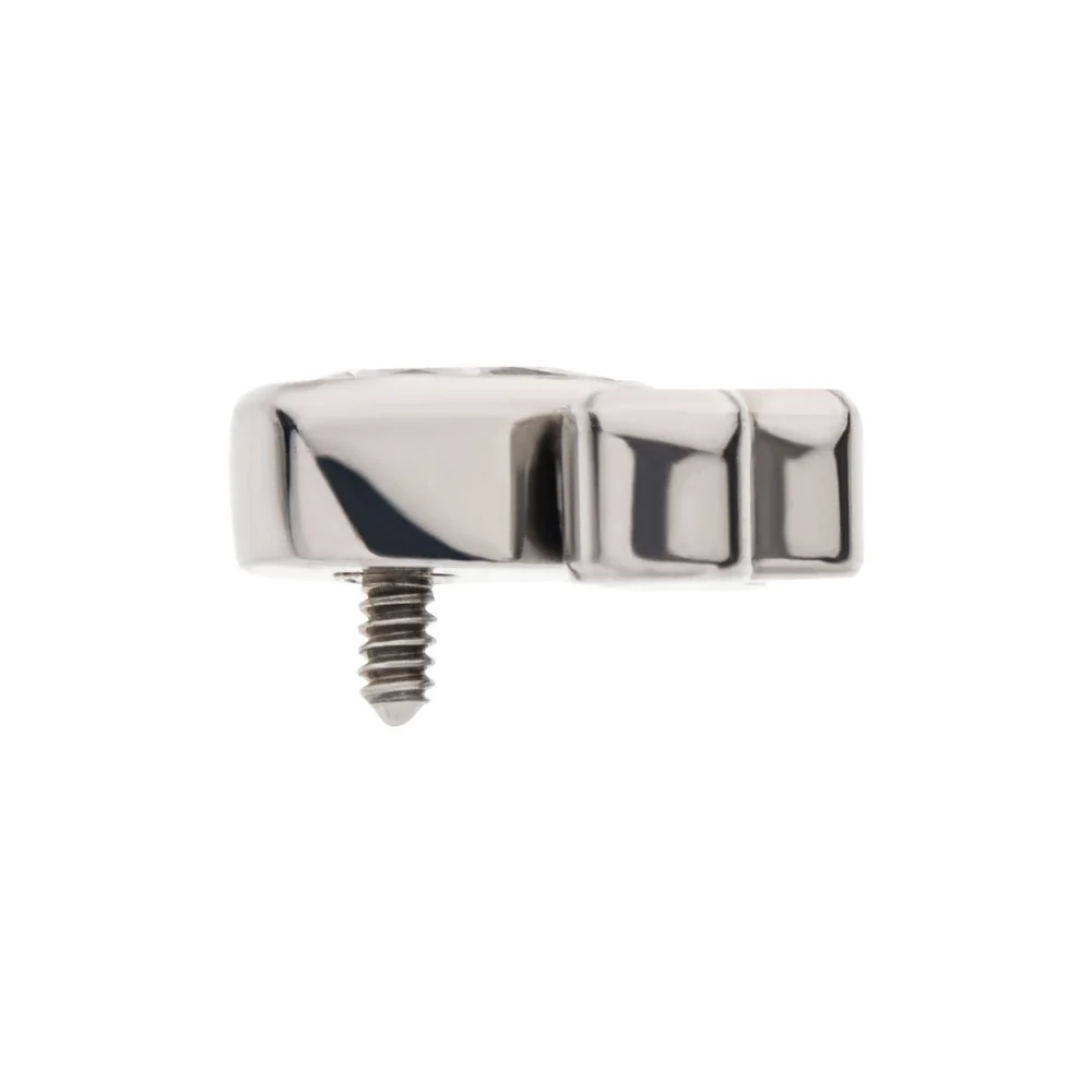 Titanium Internally Threaded with Clustered Bezel Set Teardrop & Round CZ Top - Image 3